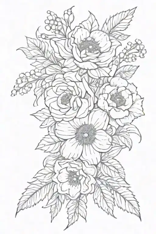 April birth flower with December birth flower bouquet  tattoo design idea