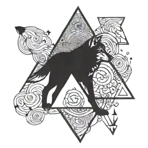 Wolf in a triangle shape tattoo design idea