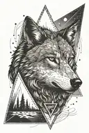 wolf in a triangle tattoo design idea