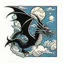 Dragon and clouds tattoo design idea