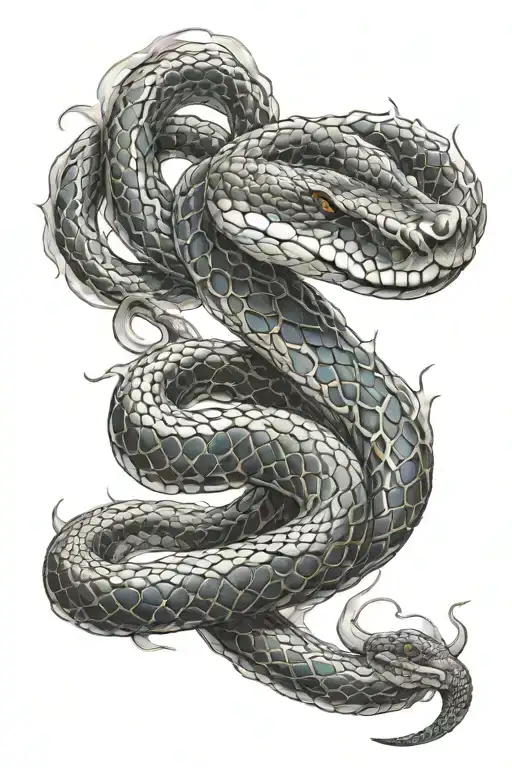 intricate fire and ice tattoo design of a magnificent snake tattoo design idea