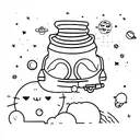 Space and cat tattoo design idea