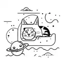 Space and cat tattoo design idea