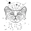 Space and cat tattoo design idea