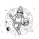 Space and cat tattoo design idea