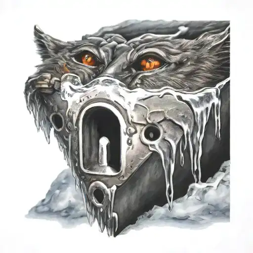 iced heart shaped lock tattoo design idea