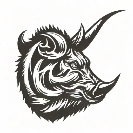 boar head tusks tattoo design idea