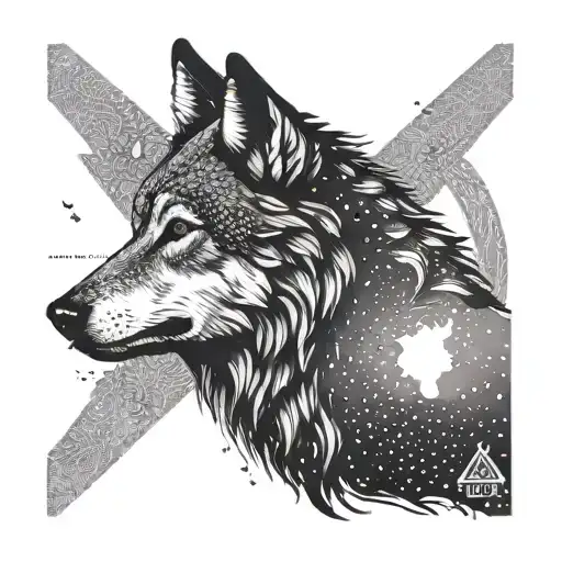 alpha omega wolf  tattoo design idea