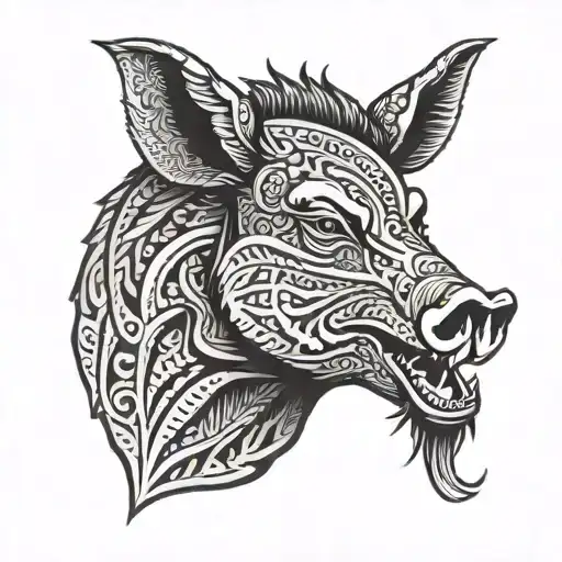 nz boar head side profile  tattoo design idea