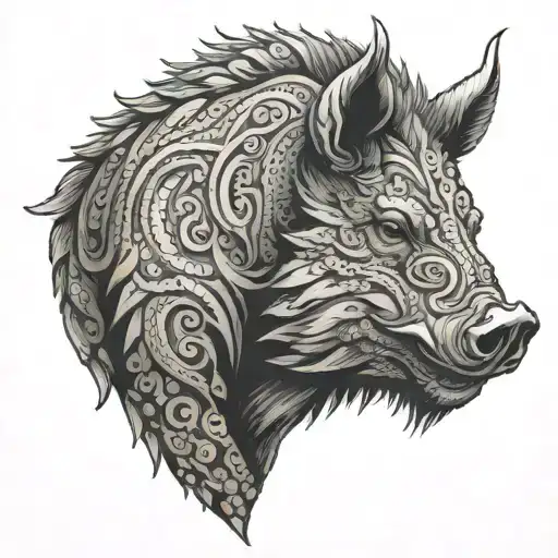 boar head tusks tattoo design idea
