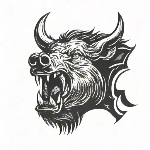 boar head profile large face tusks simple tattoo tattoo design idea