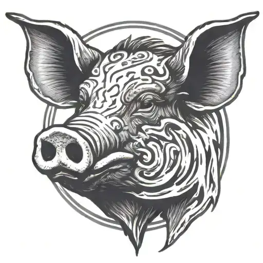 pig  boar head profile large face tusks simple tattoo tattoo design idea