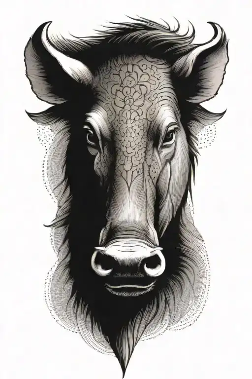 boar head tusks tattoo design idea