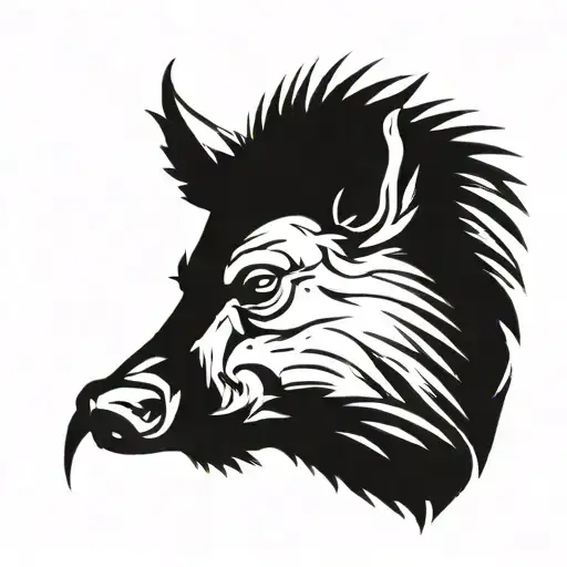 boar head profile holding tattoo design idea