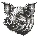 pig  boar head profile large face tusks simple tattoo tattoo design idea