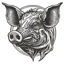 pig  boar head profile large face tusks simple tattoo tattoo design idea