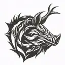 boar head tusks tattoo design idea