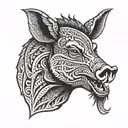 nz boar head side profile  tattoo design idea