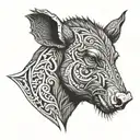 nz boar head side profile  tattoo design idea