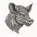 nz boar head side profile  tattoo design idea