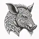 nz boar head side profile  tattoo design idea