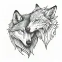 alpha omega wolf hugging each other tattoo design idea
