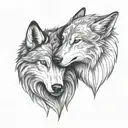 alpha omega wolf hugging each other tattoo design idea