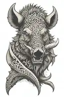 boar head tusks tattoo design idea