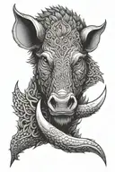 boar head tusks tattoo design idea