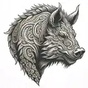 boar head tusks tattoo design idea