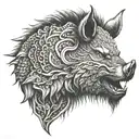 boar head tusks tattoo design idea