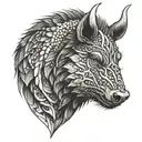 boar head tusks tattoo design idea