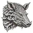 boar head profile holding tattoo design idea