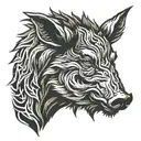 boar head profile holding tattoo design idea