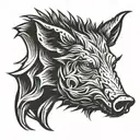 boar head profile holding tattoo design idea
