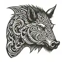 boar head profile holding tattoo design idea