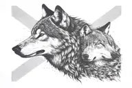 two wolves  tattoo design idea