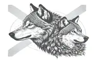 two wolves  tattoo design idea
