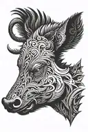 nz boar head side profile  tattoo design idea
