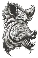 nz boar head side profile  tattoo design idea