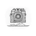 Film camera with psychedelic patterns tattoo design idea