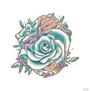 ania loss grief flower overcome cat  tattoo design idea