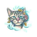 ania loss grief flower overcome cat  tattoo design idea