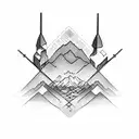 cross with mountains tattoo design idea