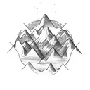 cross with mountains tattoo design idea