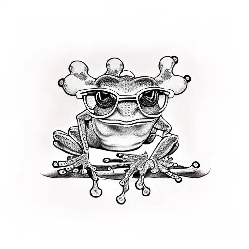frog with glasses and bet tattoo design idea