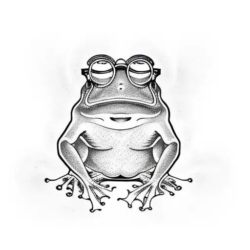 frog with glasses tattoo design idea
