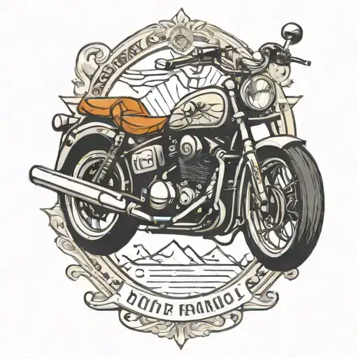 cross handle bar motorcycle with directions on top of rimset  tattoo design idea