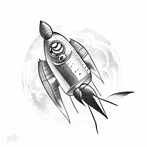rocket ship tattoo design idea