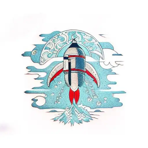 rocket ship tattoo design idea